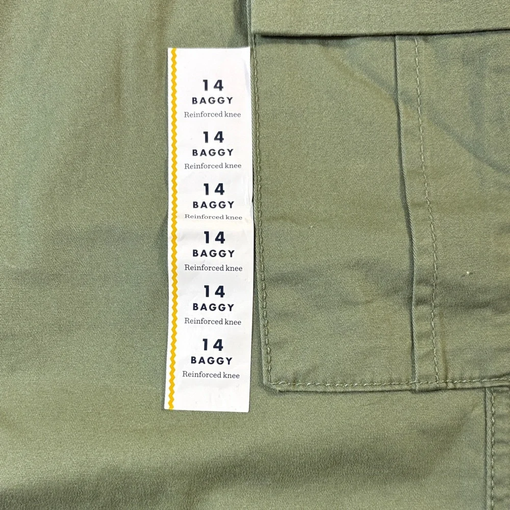 NWT Cat & Jack Boys Baggy Adjustable Waist Reinforced‎ Knee Pants Olive Size 14
